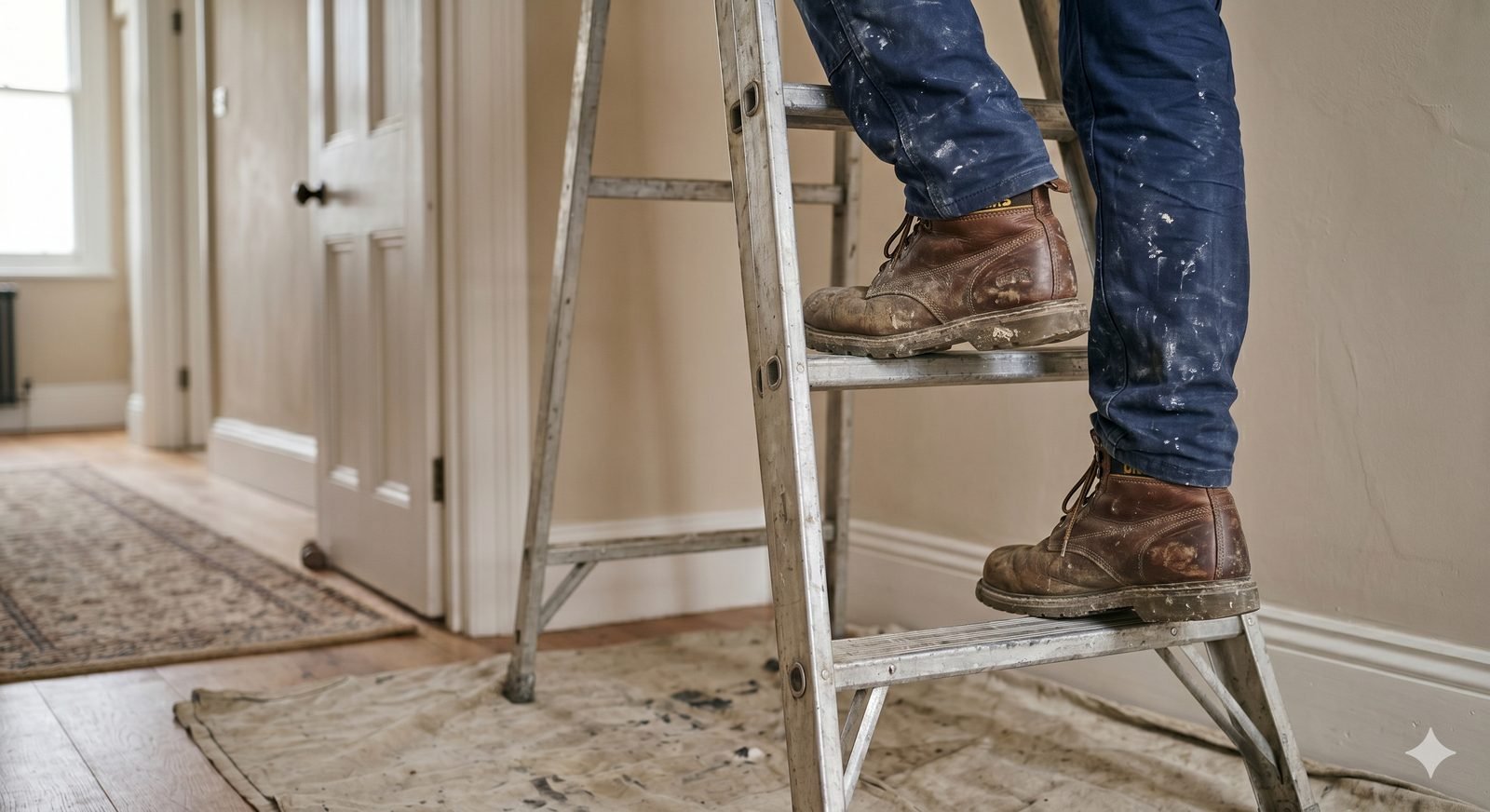 A tradesperson working indoors