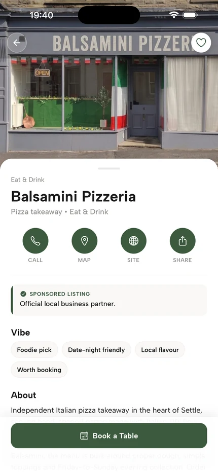 Pocket Guides Settle app screenshot showing a guide view.